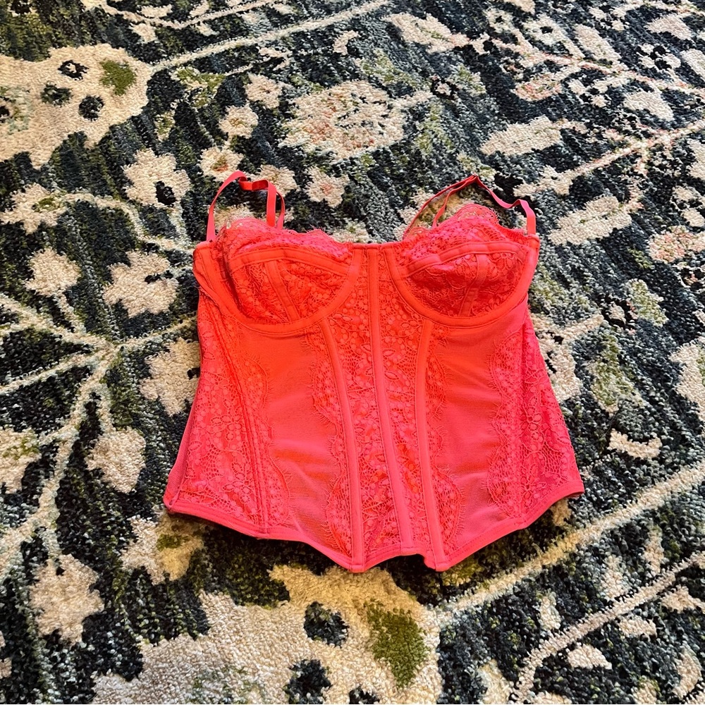 Urban Outfitters Vibrant Pink Lace Corset Top